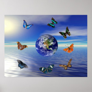 Blue Earth Butterflies Poster