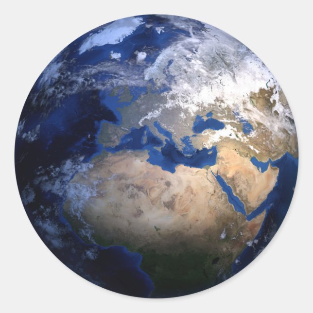 Blue Earth From Space  Inspirational Globe World Classic Round Sticker (Front)