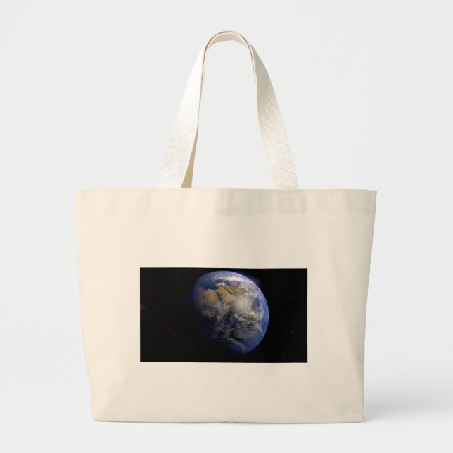 Blue Earth From Space  Inspirational Large Tote Bag (Front)
