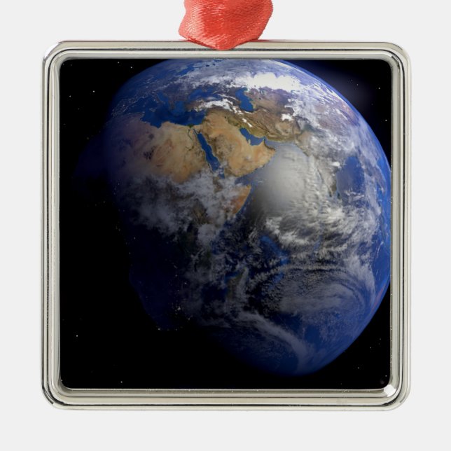 Blue Earth From Space  Inspirational Metal Tree Decoration (Front)