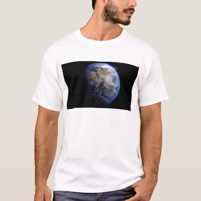 Blue Earth From Space  Inspirational T-Shirt (Front)