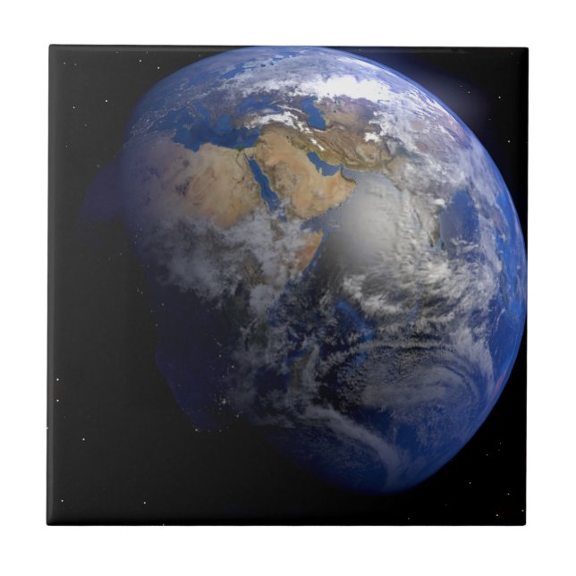 Blue Earth From Space  Inspirational Tile (Front)