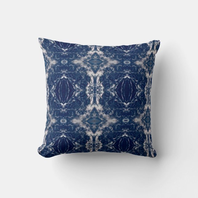 Blue earth geometric art throw pillow (Front)