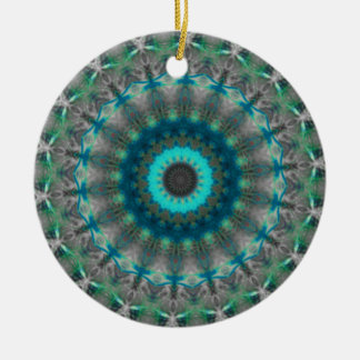 Blue Earth Mandala Kaleidoscope pattern Ceramic Tree Decoration