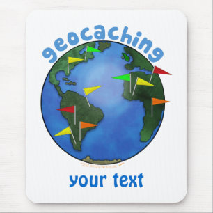 Blue Earth With Flags Geocaching Custom Mouse Mat