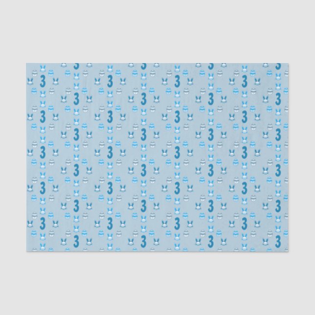 Blue Easter 3rd Birthday Tissue Paper (Front)