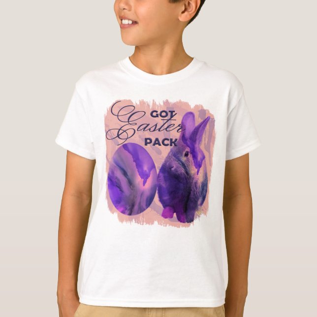 Blue Easter Bunny And Painted Egg T-Shirt (Front)