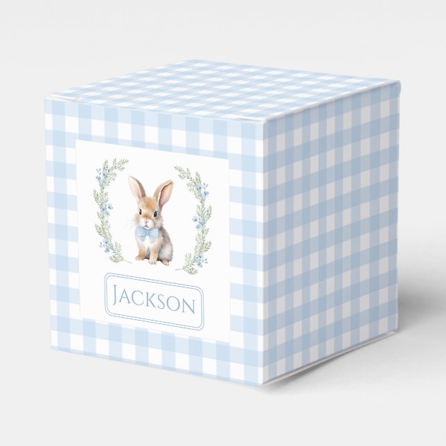Blue Easter bunny baby boy shower gift favour boxe Favour Box (Front Side)