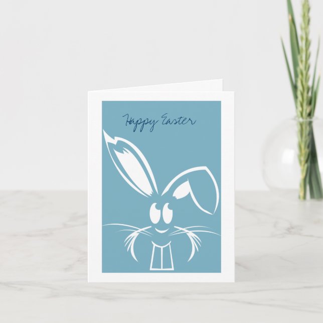 Blue Easter Bunny Easter Cards (Front)
