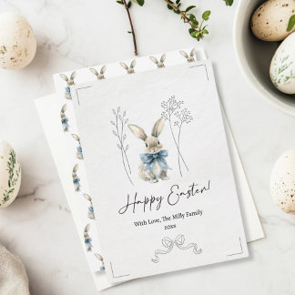 Blue Easter Bunny Greeting Card