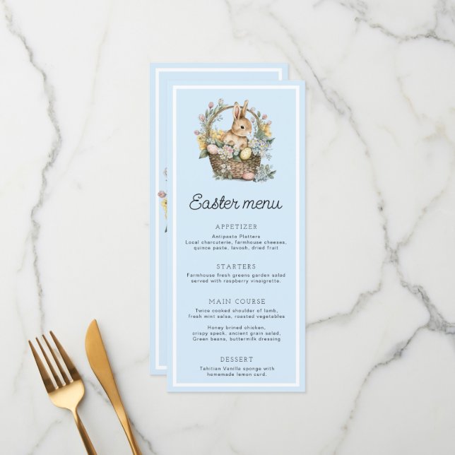 Blue Easter Bunny Menu (Front/Back In Situ)