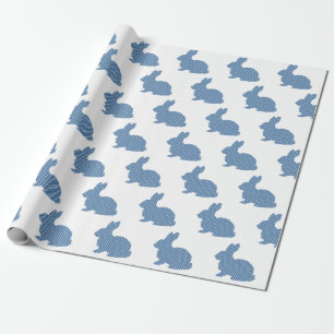 Blue Easter Bunny Plaid Baby Boy Baby Shower Wrapping Paper