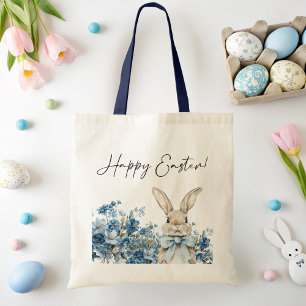 Blue Easter Bunny Tote Bag