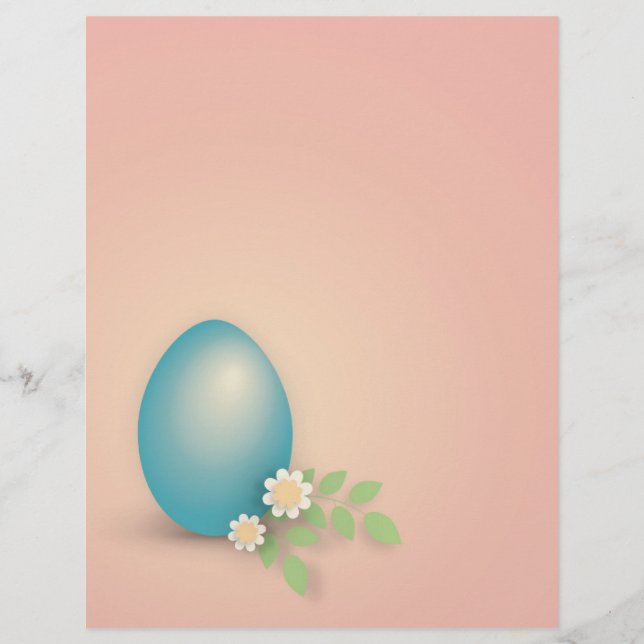 Blue easter egg among flowers and leaves  custom letterhead (Front)