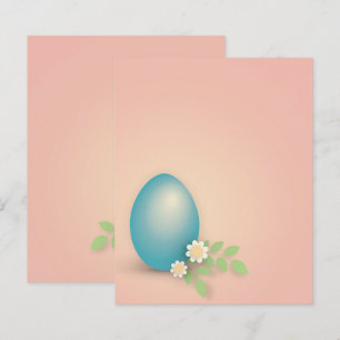 Blue easter egg among flowers and leaves  letterhe
