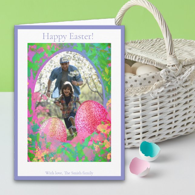 Blue Easter egg hunt Holiday Card (Creator Uploaded)