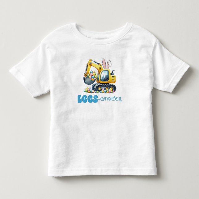 Blue Easter Eggs-Cavator Bunny Toddler T-Shirt (Front)