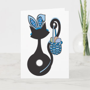 Blue Easter Kitty Card