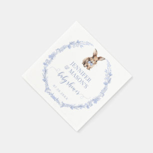 Blue Easter rabbit baby boy shower paper napkins