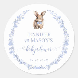 Blue Easter rabbit bunny baby boy shower stickers