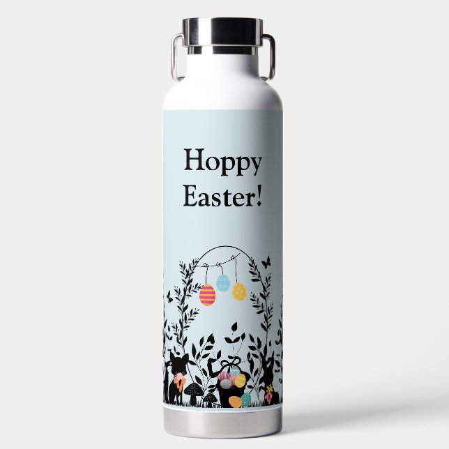 Blue Easter Silhouette Water Bottle (Front)