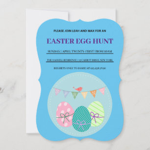 Blue Easter Simple Brunch Egg Hunt Invitation