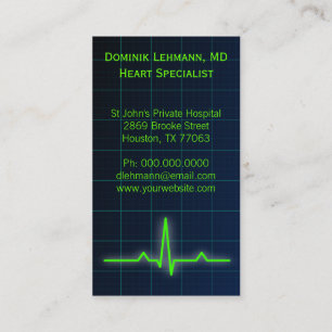 Blue ECG Heart Rate Monitor Business Cards