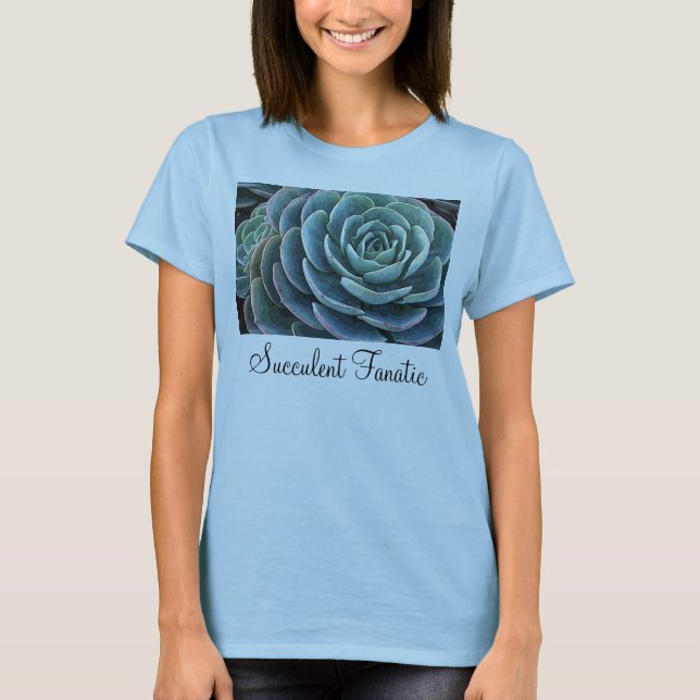 Blue echeveria ladies' T-shirt (Front)