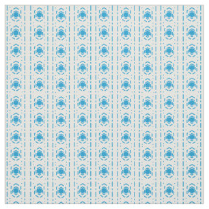 Blue & Ecru Mediterranean Pattern  Cotton Fabric