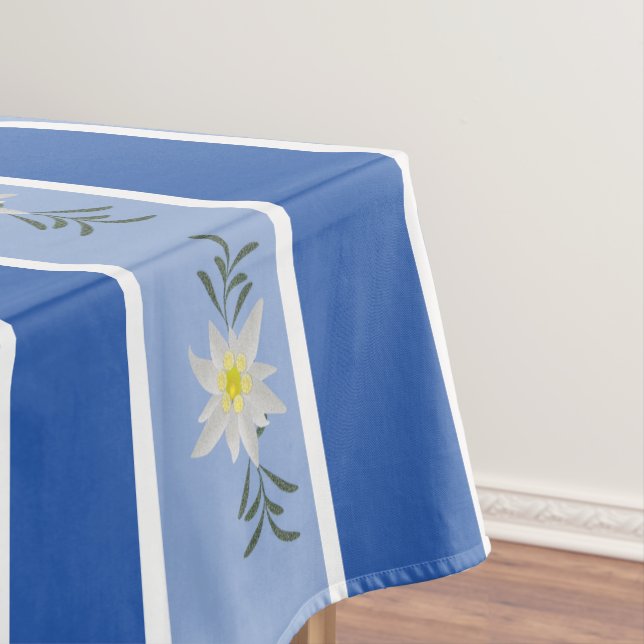 Blue Edelweiss Striped Tablecloth (In Situ)