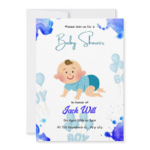BLUE Editable Baby BOY Baby Shower Invitation