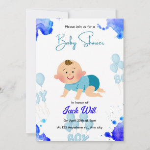BLUE Editable Baby BOY Baby Shower Invitation