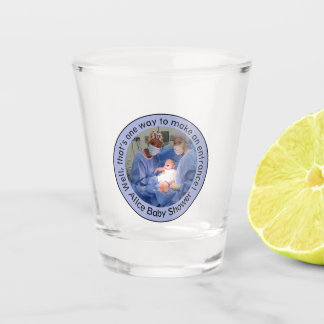Blue Editable Celebrating Cesarean Birth Shot Glass