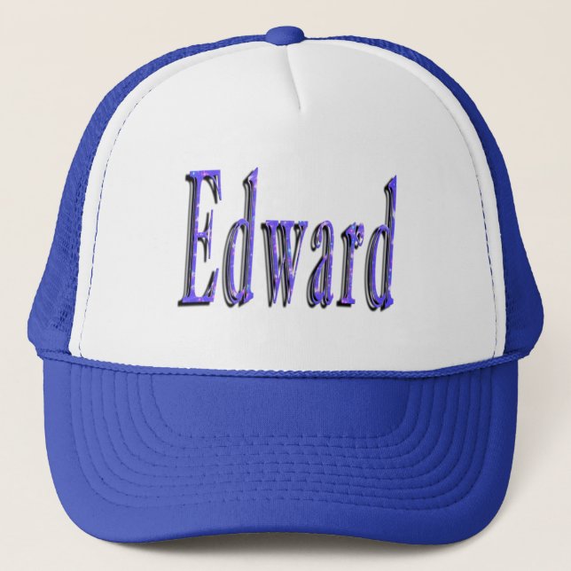 Blue Edward Name Logo, Trucker Hat (Front)
