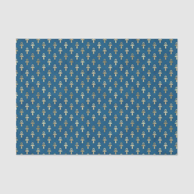 Blue Egyptian Ankh Tissue Paper | Unique Wrapping  (Front)