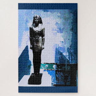 Blue Egyptian Art Painting Jigsaw Puzzle