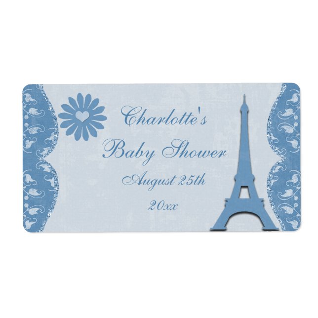 Blue Eiffel Tower Bottle Labels (Front)