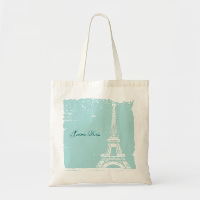 Blue Eiffel Tower Canvas Bags (Front)