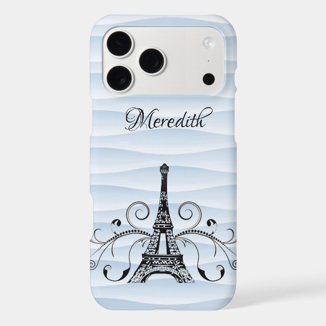 Blue Eiffel Tower Flourish Case-Mate iPhone Case (Back)