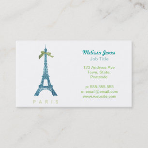 Blue Eiffel Tower in faux glitter Business Card