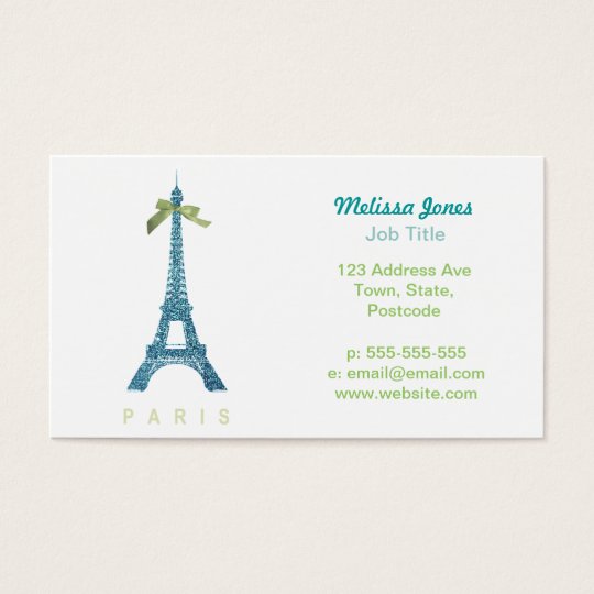 Blue Eiffel Tower in faux glitter Business Card