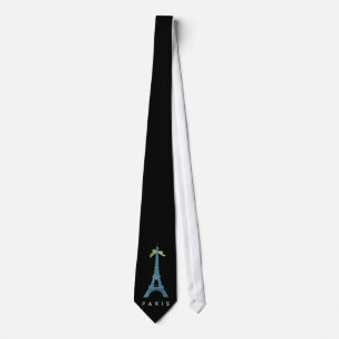 Blue Eiffel Tower in faux glitter Tie