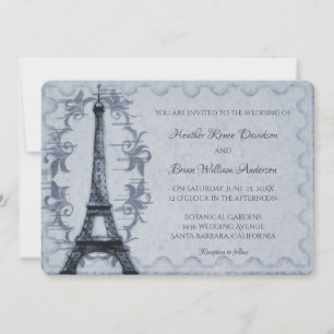 Blue Eiffel Tower Wedding Invitation