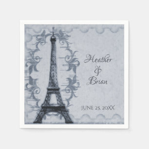 Blue Eiffel Tower Wedding Paper Napkins