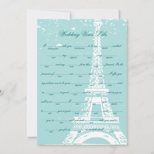 Blue Eiffel Tower Wedding Vows Libs (Front)