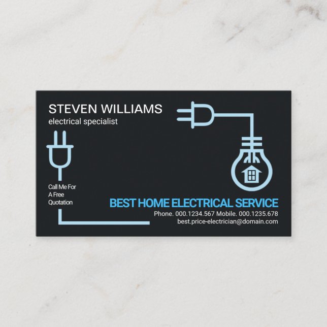 Blue Electric Circuit Wiring Electrical Service Business Card (Front)