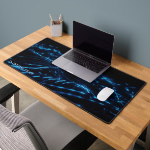 Blue Electric Neon Wave Custom Men Gaming Extended Desk Mat