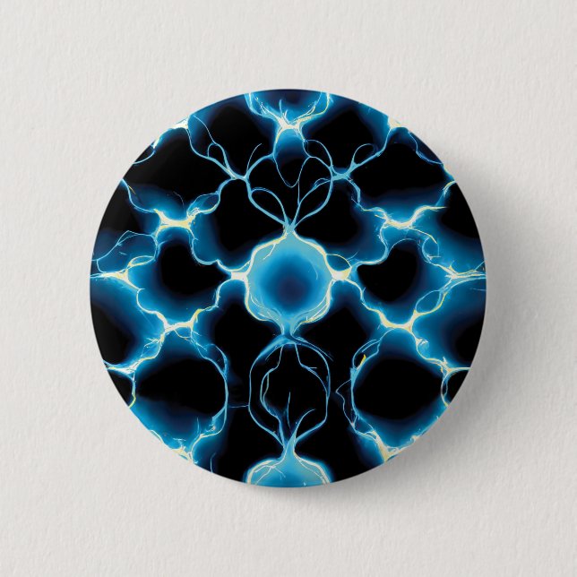 Blue Electric Synapse Repeating Pattern 6 Cm Round Badge (Front)