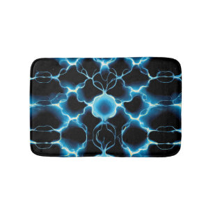 Blue Electric Synapse Repeating Pattern Bath Mat