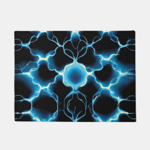 Blue Electric Synapse Repeating Pattern Doormat
